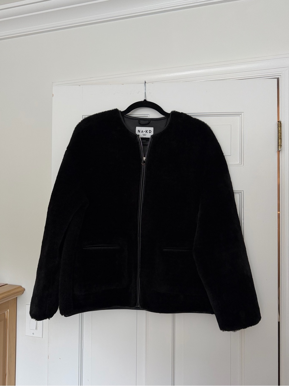 NA-KD Faux Fur Black Jacket